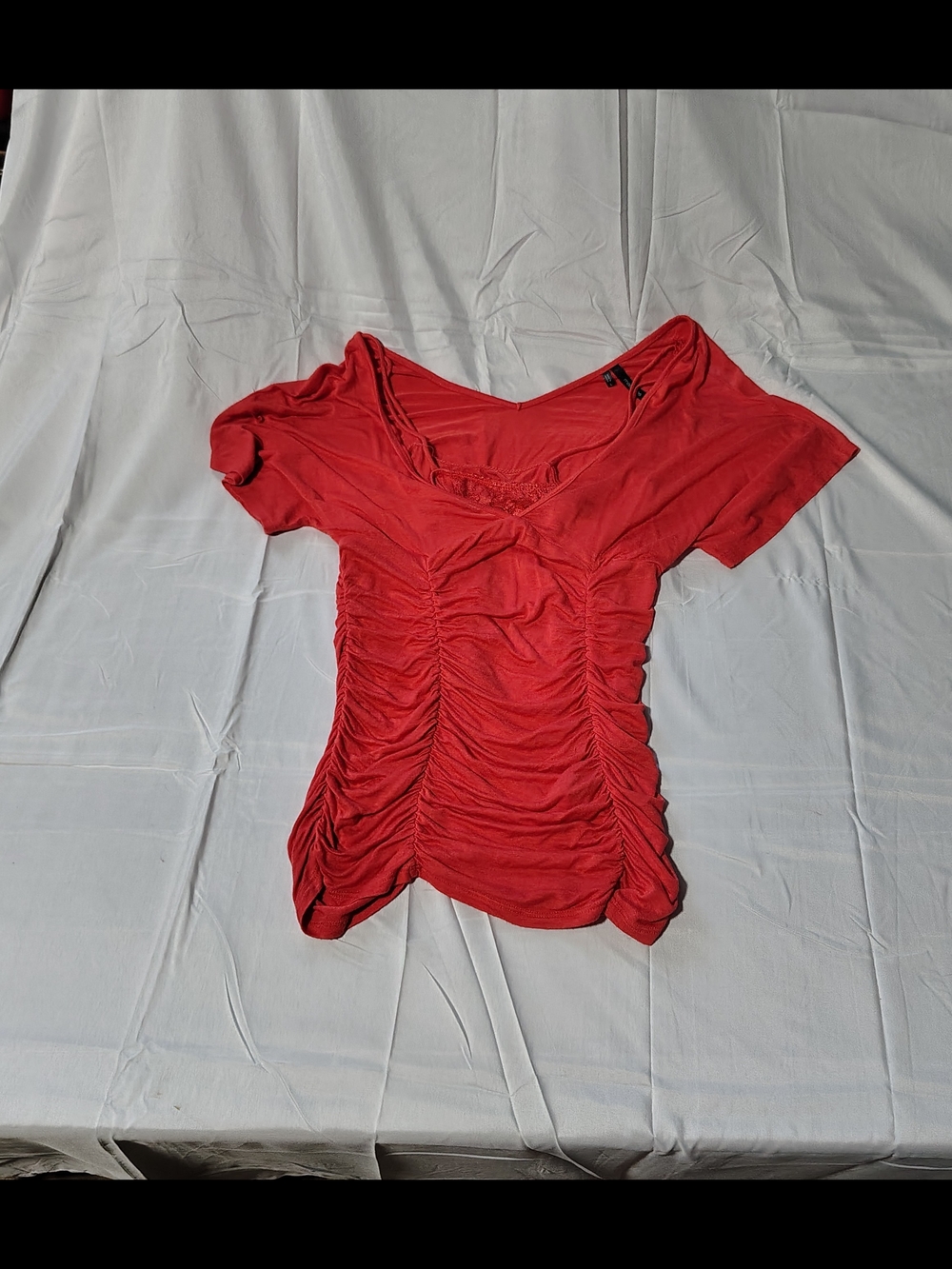 Ladies Large Lacey Strappy Stretchy Y2K Vintage Ruched Tunic